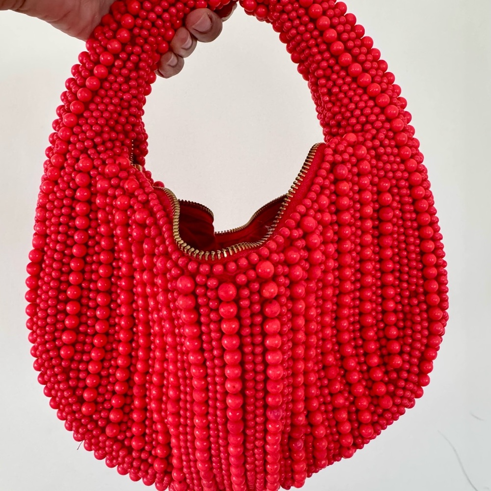 Maeve Vibrant Reddish Beaded Hand Bag